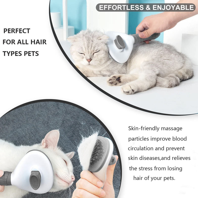 Dog Brush Cat Brush Grooming Brushes,Slicker Dog Cat Grooming Brush with Cleaning Button, Pet Shedding Tool Gently Removes Long Short Hair Brush for Dogs Cats Massage-Self Cleaning Grey - PawsPlanet Australia