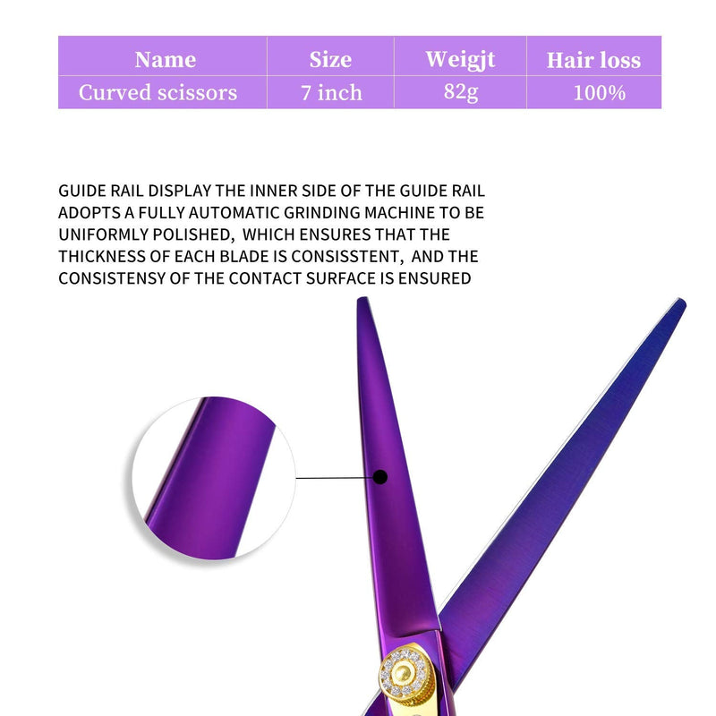 Moontay Professional Razor Edge Series - 7.0" Purple Personality Design Pet Grooming Cutting Scissors - 6.75" Dog Chunker Shears for Pet Groomer (Cutting scissor) C-Cutting Scissor - PawsPlanet Australia
