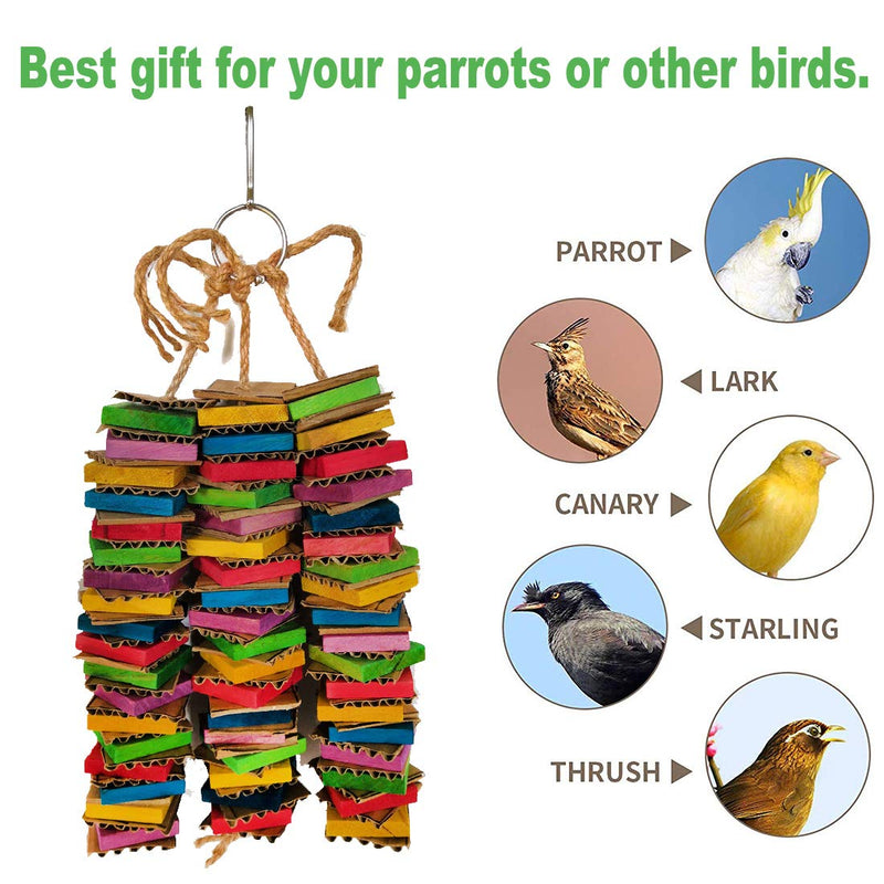 [Australia] - Coppthinktu Parrot Toys for Large Birds, Cardboard Big Bird Toys African Grey Parrot Toys Natural Wooden Bird Cage Chewing Toy with Clip for Small Medium and Large Parrots and Birds cardboard parrot toy 
