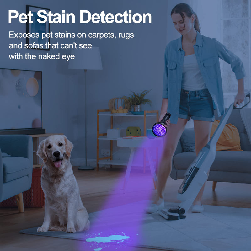 Vansky Black Light UV Flashlights, Ultra Bright 100 LED 395nm Ultraviolet Blacklight Detector for Dog Cat Pet Urine, Dry Stains and Bed Bug, Matching with Pet Odor Eliminator - PawsPlanet Australia