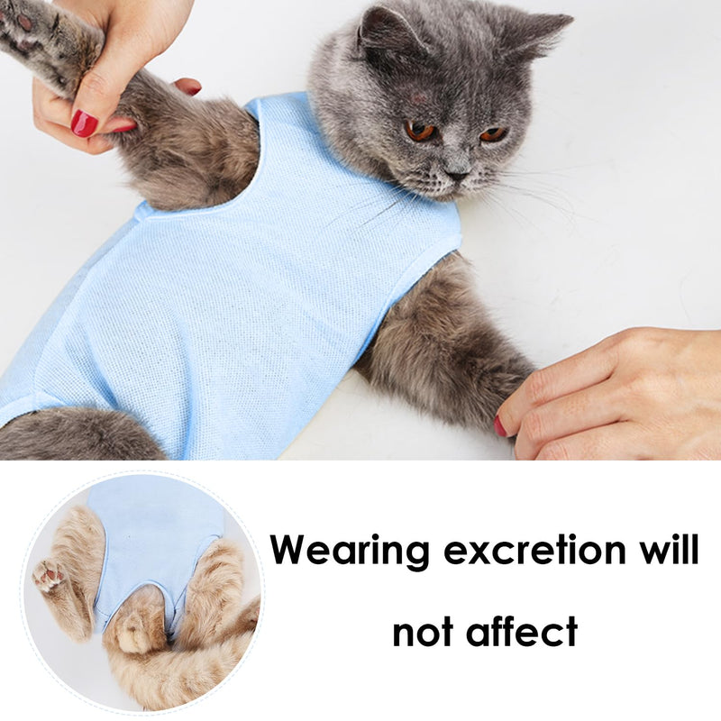 MEMOFYND 1 Piece Blue Cat Grooming Suit, Blue Cat Jumpsuit, Cat Recovery Suit, Anti-Leak Pajamas, Suitable for Surgery and Medication, Ideal for Kittens. - PawsPlanet Australia