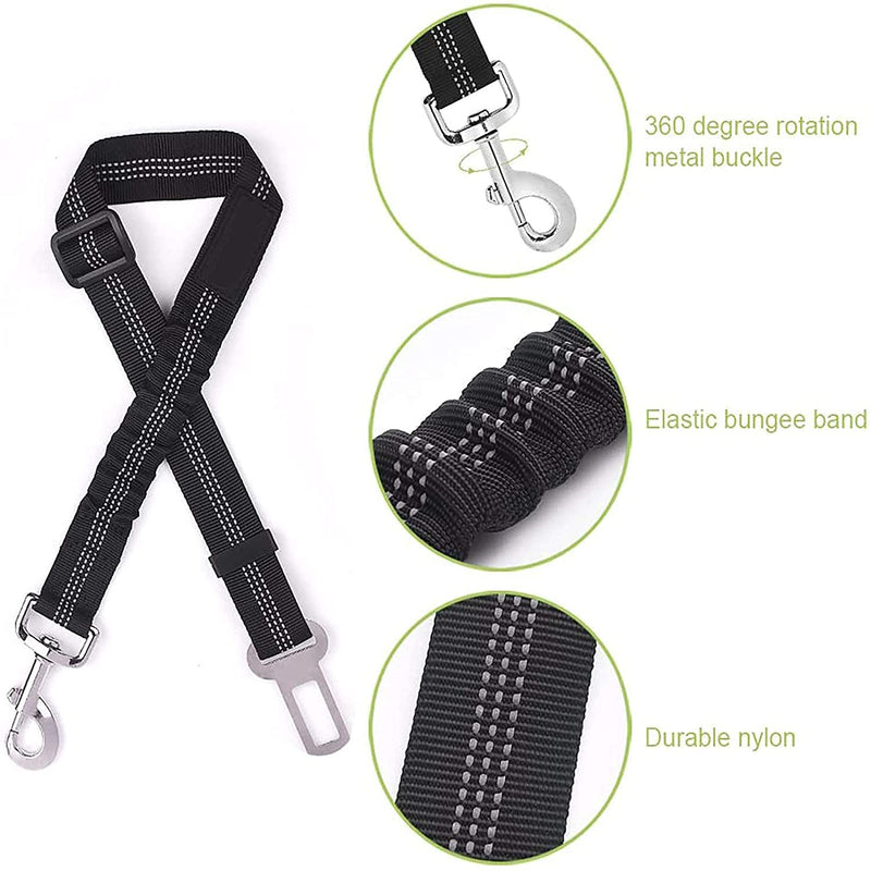 elloLife elloLife 2 Pack Dog Seat Belt, Adjustable Dog Safety Harness for Car for All Dog Breeds, Cats and Car Types, Black [Pack of 2] - PawsPlanet Australia