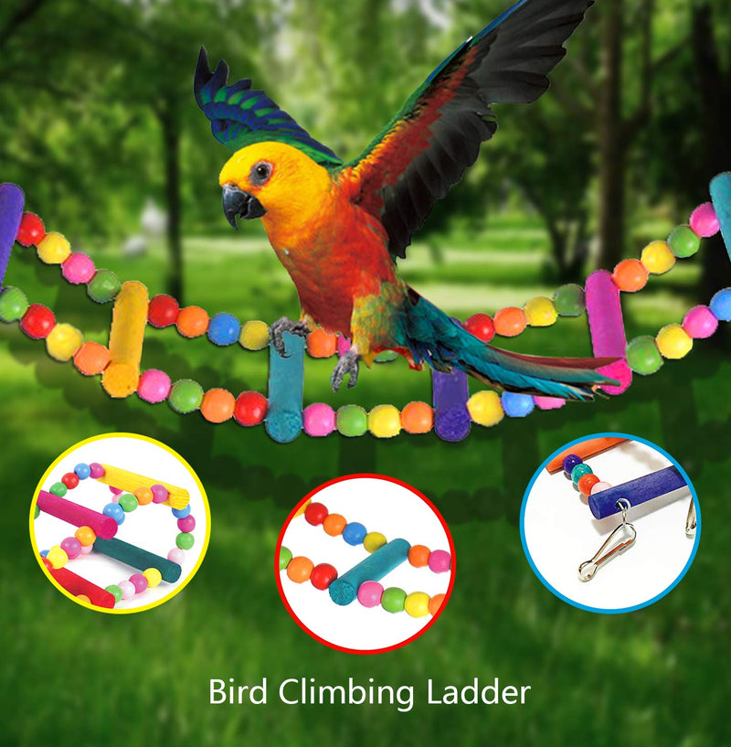 [Australia] - SUSYEE 16 Pcs Bird Toys Parrot Swing Toys Bird Perch Stand Chewing Hanging Swing Toys Pet Climbing Ladders Rattan Balls Suitable for Small Parakeets, Conures,Macaws,Cockatiel,Finches,Budgie,Love Birds 