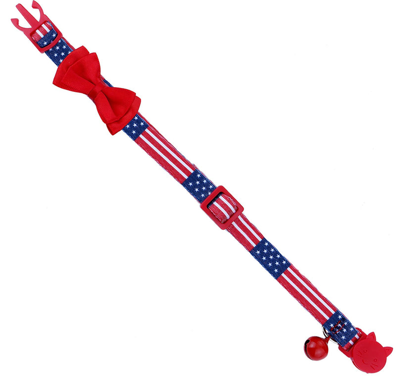 [Australia] - BoomBone American Flag Cat Collar Bowtie Breakaway with Bell 