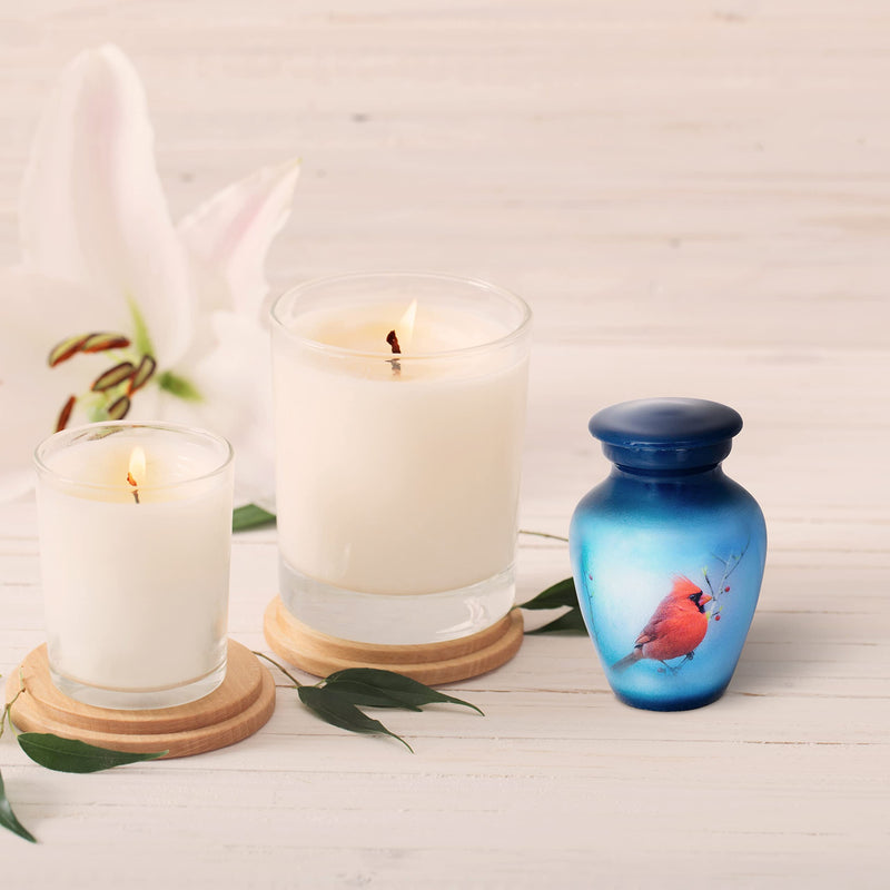 Small Keepsake Cremation Urn with Velvet Case | Choose From Unique Colors | lovely Sharing Mini Metal Token For Human Ashes or Pet. (Keepsake, Cardinal) - PawsPlanet Australia