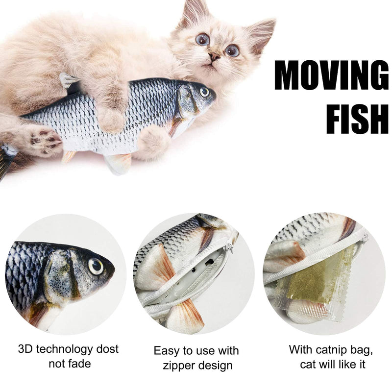 2 Pack Moving Cat Fish Toy Electric Realistic Plush Simulation Floppy Fish Cat Toys for Indoor Cats Funny Interactive Pets Chew Bite Kick Wagging Fish Toy for Cat Kitten - PawsPlanet Australia