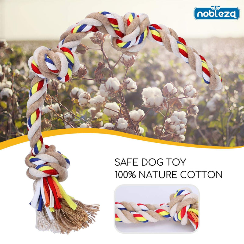 Nobleza - 100% Cotton Dog Toy Rope,Beneficial to Dog's Mental Health，Dental Health and Teeth Cleaning，Best Gift for All Kinds of Dogs （Beige and Brown） L53cm - PawsPlanet Australia