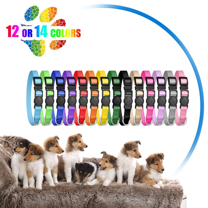 12 PCS Puppy Collars for Litter Puppy ID Collars Whelping Puppy Collars Safety Buckle Soft Nylon Breakaway Collars with 6 Record Keeping Charts(S) S 12 Colors - PawsPlanet Australia