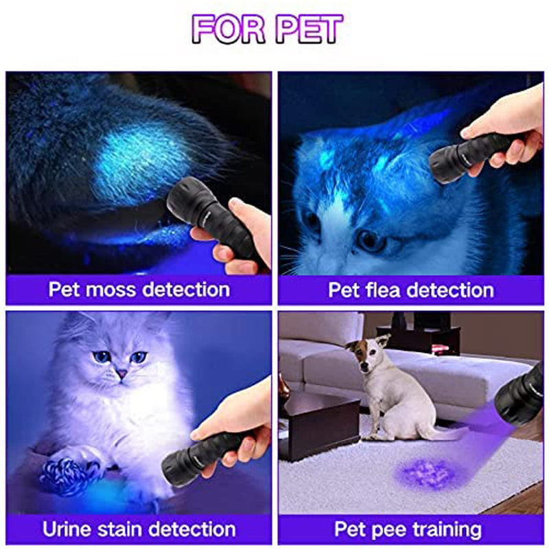 Black Light UV Flashlight,Mini 395nm 21 LED Blacklight Detector for Cat/Dog Urine, Pet Stains and Bed Bug Matching with Pet Odor Eliminator[Batteries Included] - PawsPlanet Australia