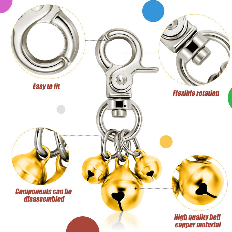 Pack of 6 Pet Bells for Collars Loud Dog Bells Key Rings Dog Bells Collar Charm Dog Triple Bell Pendant for Dogs (Green, Red, Blue, Purple, Silver, Gold) - PawsPlanet Australia