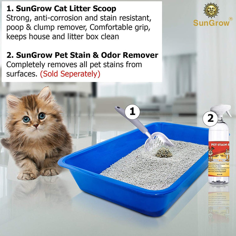 SunGrow Cat Litter Scoop, Pet Poop Shovel with Rubber Handle, with Convenient Hanging Hole, Keeps Litter-Box Neat and Odorless, Aluminum Alloy, Calico, Maine Coon and Tabby Cats,1pc Blue - PawsPlanet Australia