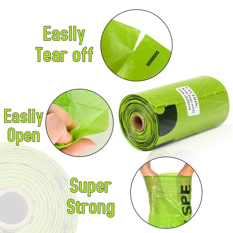 [Australia] - Pet Poop Bags, Dog Waste Bags Eco-Friendly Poop Bags UnScented 14um Extra Thick Leak-Proof Poop Bags 12.5 x 8.7 in 8-rolls Green 