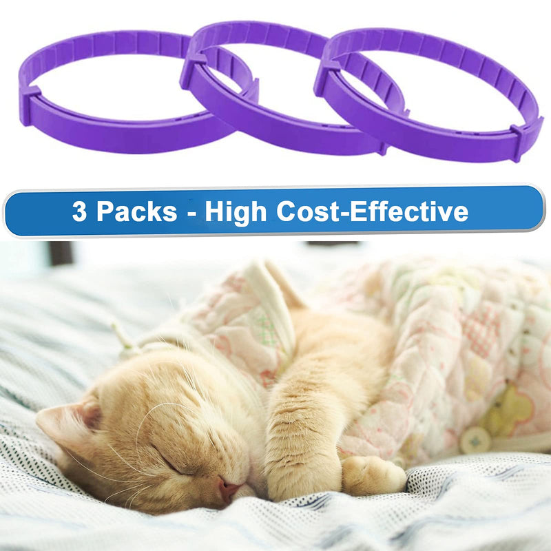 Upgraded 3 Pack Cat Calming Collars, Calming Collar for Cats, Natural Cat Pheromones Calming Collar, Adjustable, Waterproof and Safe, Reduce Anxiety Kitten Collar for Cats - No Lavender Scent - PawsPlanet Australia