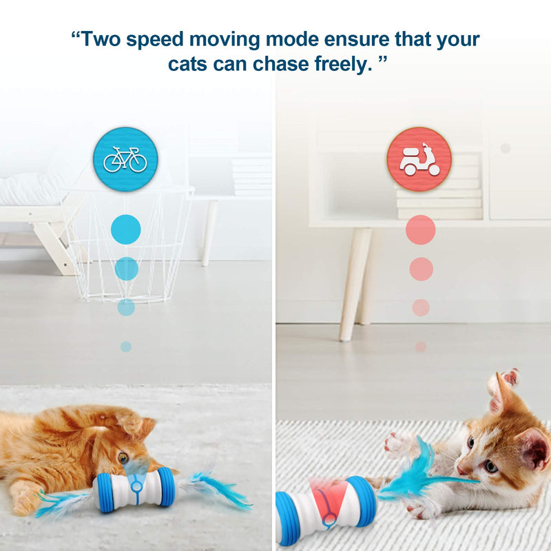 Interactive Cat Toy, Automatic Feather Cat Toys for Indoor Two-Speed Irregular Moving LED Light Toys for Kitten Cats USB Rechargeable Self Rotating Smart Toys All Floors Carpet Available - PawsPlanet Australia