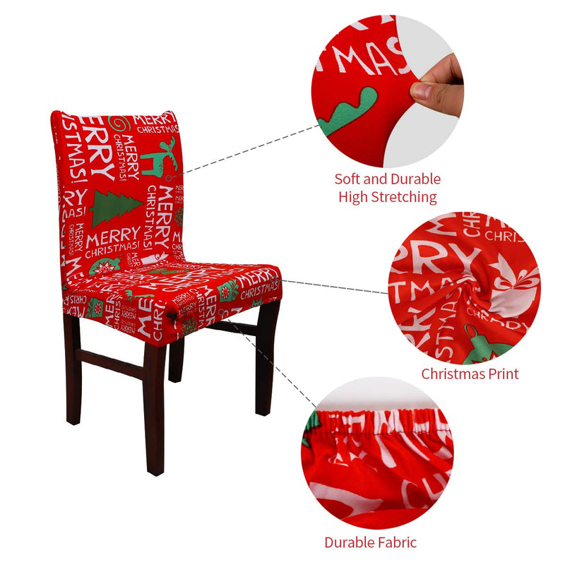 Juhenon Christmas Chair Covers for Dining Room Set of 4, Chair Protector Slipcovers, Stretch Removable Washable Home Decor Dining Room Seat Cover, Christmas Clearance Decorations Chair Back Covers - PawsPlanet Australia