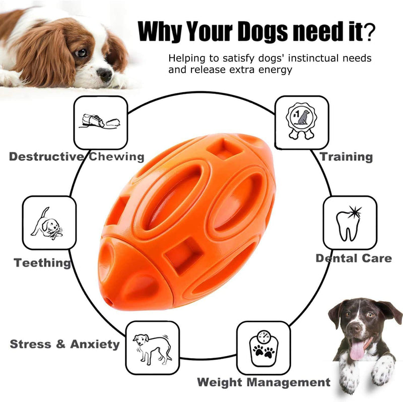 Bosixty Tough Dog Toy for Aggressive Chewers Squeaky Dog Toys for Medium and Large Breed Almost Indestructible Dog Chew Toys for Rubber Puppy Chew Ball with Squeaker (Orange) Orange - PawsPlanet Australia