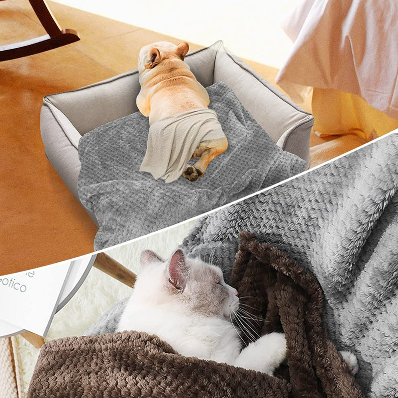 Onarway Dog Blanket Washable 70cm x 100cm Puppy Blanket, Fluffy Fleece Pet Blanket Throw for Puppy Dogs, Cats and Other Small Medium Pets Grey S(70 x 100 CM) Gray - PawsPlanet Australia