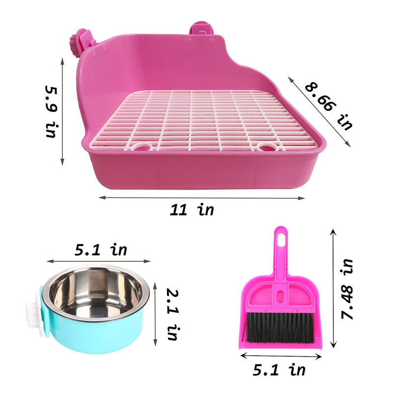 kathson Rabbit Litter Box, Bunny Corner Litter Pan, Pet Toilet Potty Trainer Bedding Box Pet Bowls Detachable Hanging Pet Cage Bowl for Rabbit Bunny Guinea Pig Ferrets Chinchilla - PawsPlanet Australia