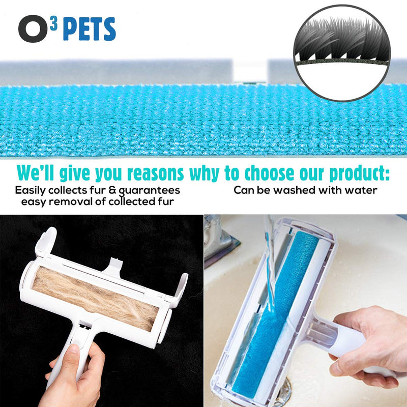 O³ Pet Hair Remover Roller & 2 Fur Remover Gloves - Dog & Cat Hair Remover Roller - Self-Cleaning Reusable Brush To Clean Sofa, Bed, Carpets & Clothes - PawsPlanet Australia