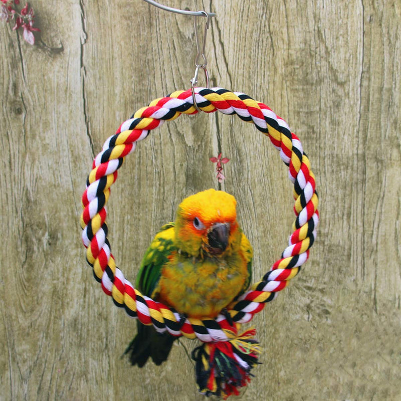 [Australia] - Bird Rope Swing Colorful Perch Climbing Toy for Parrots Budgie Parakeet Cockatiel Cockatoo Conure A: Swing Ring Toy-S 