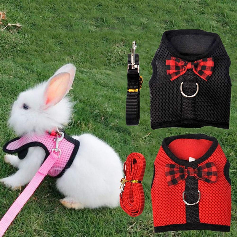 Peerless 3Set Rabbit Harness Leash Cat Leash Soft Mesh Breathable Vest Harness Pet Traction Chest Strap Set Adjustable Small Pet Harness for Rabbit,Cats,Hamster(Pink,Red,Black,M) - PawsPlanet Australia