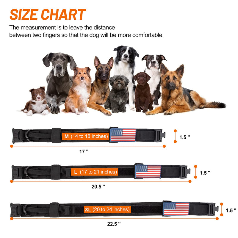 INVENHO Tactical Dog Collar for Medium Large Dogs with USA American Flag Adjustable Military Training Collar with Handle and Thick Heavy Duty Buckle Dog Collar with Bottle Pouch Dog Collars Black M M:14"-18" - PawsPlanet Australia