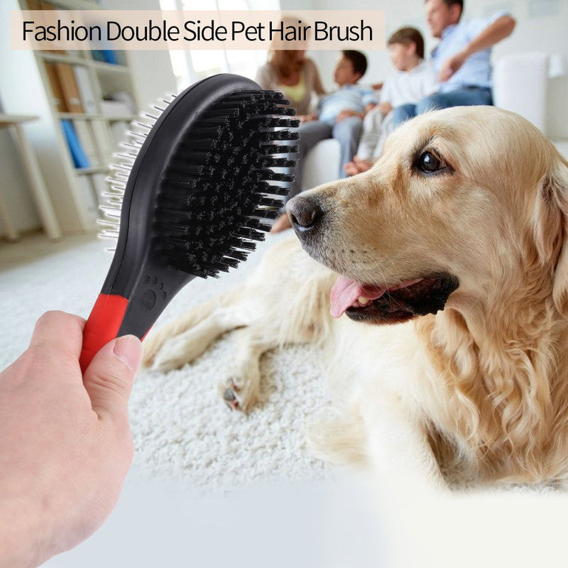 ViaGasaFamido Pet Brush, 2 Sided Pet Grooming Brush Cat Brush Dog Grooming Massage Comb Pet Grooming Tools for Dogs Cats Cleaning Loose Fur Dirt(M) M - PawsPlanet Australia