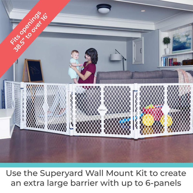 [Australia] - Toddleroo by North States Superyard Wall Mount Kit: Compatible with Superyard Classic, Colorplay, or Indoor/Outdoor 6 Panel Play Yard. Hardware kit to create extra wide barrier. (Gray) 