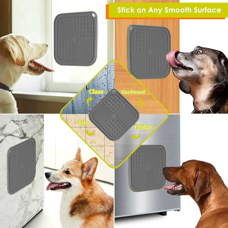 Slow Feeder Mat for Dogs,Dog Food Licking Mat with Suction Cups,Slow Feeder Dog Bowls for Boredom& Anxiety Reducer,Lick Pad for Dog & Cat Slow Feeders,Help Pets for Bathing,Nail Trimming,Grooming Grey(without hooks) - PawsPlanet Australia