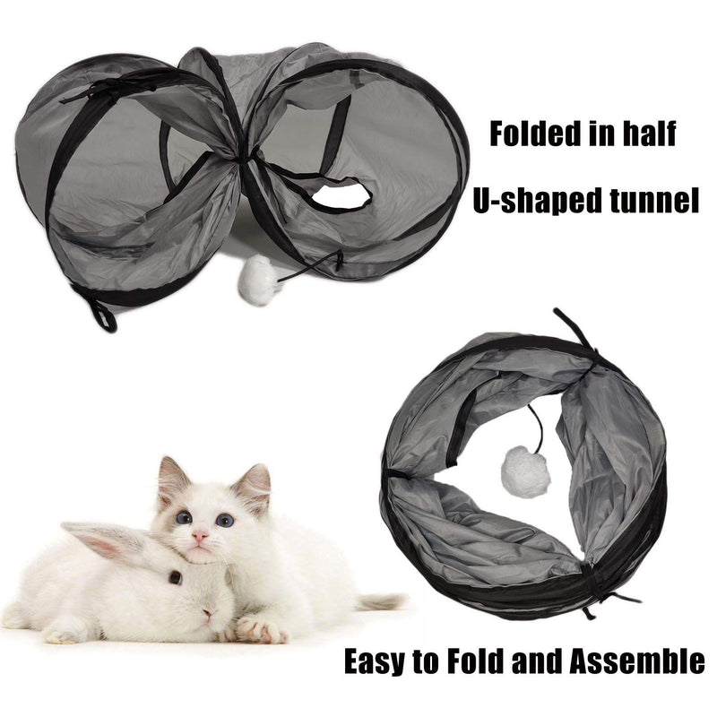 Hamiledyi Bunny Tunnel Rabbit Large Tube Toy Collapsible Indoor Interactive Rabbit Hideout with 5 Pack Stick Grass Ball Chew Toys for Ferrets Guinea Pigs Chinchillas Kitten - PawsPlanet Australia