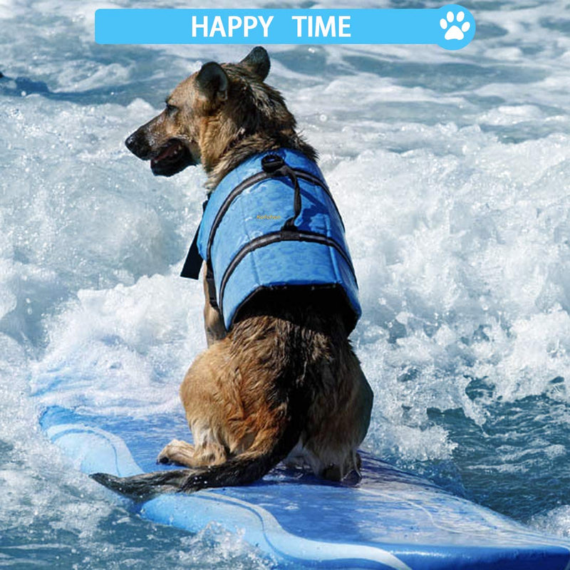 KOFOHON Dog Life Jacket,Summer Pet Safety Reflective Saver Preserver Floatation Vest with Rescue Handle,Adjustable Belt for Swimming,Boating,Surfing and Kayaking X-Small Blue Bone - PawsPlanet Australia