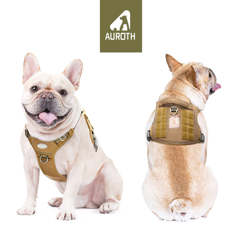 Auroth Tactical Dog Harness for Small Medium Large Dogs No Pull Adjustable Pet Harness Reflective K9 Working Training Easy Control Pet Vest Military Service Dog Harnesses S(Neck:14-21",Chest:20-31") Army yellow - PawsPlanet Australia