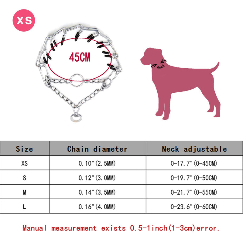[Australia] - Dog Prong Collar, Classic Stainless Steel Choke Pinch Dog Chain Collar with Comfort Tips,Dog Prong Training Collar for Large Medium and Small Dogs,Safe and Effective S-2.5mm-17.7" 