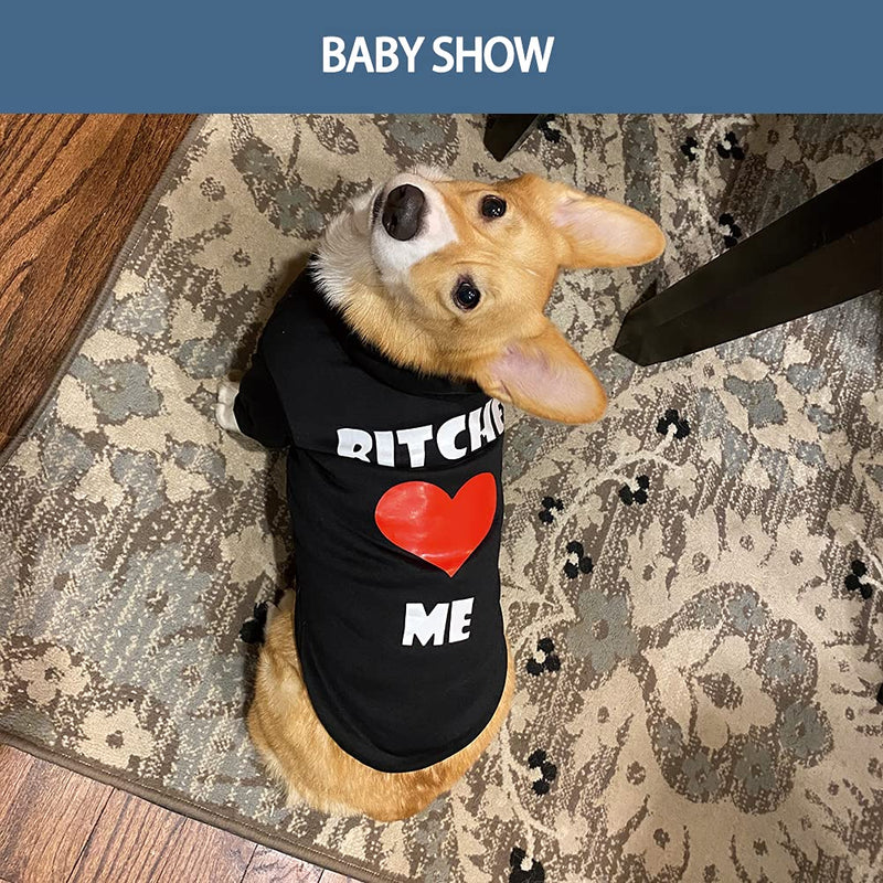 EXPAWLORER "Bitches Love ME Dog Hoodies Fleece Sweater Shirt Black Small - PawsPlanet Australia