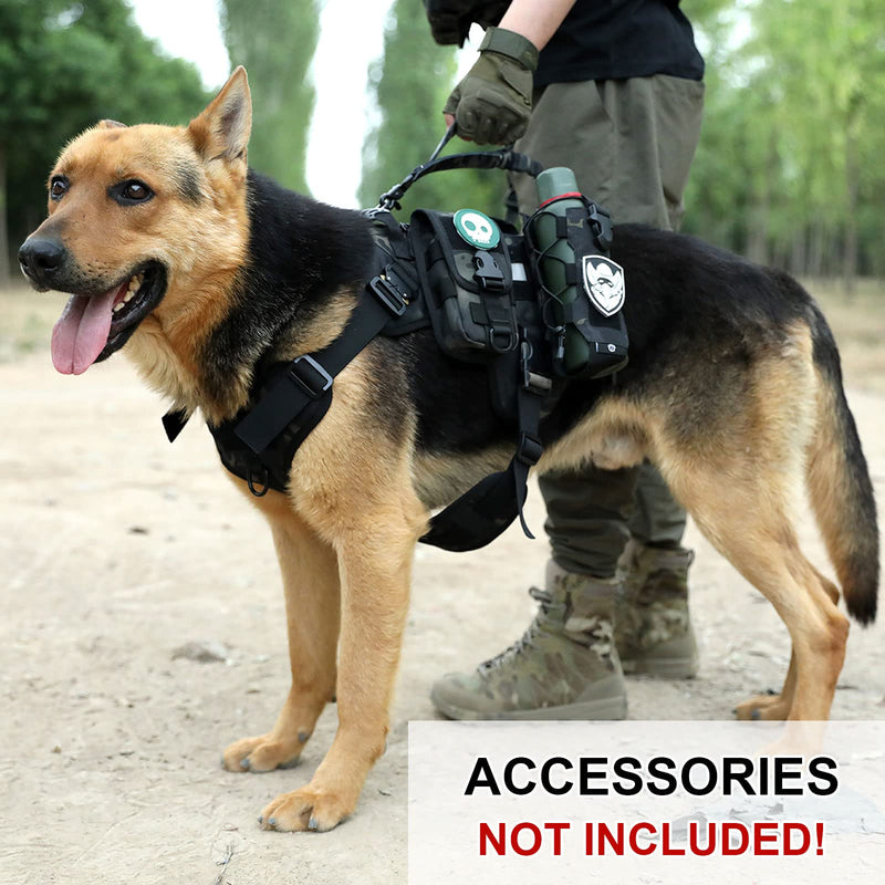 G-raphy Tactical Training Dog Harness Hunting Work Service Dog Vest Adjustable Molle Harness with Handle and Reflective Strips for Medium Large Dogs XL Camo Black - PawsPlanet Australia