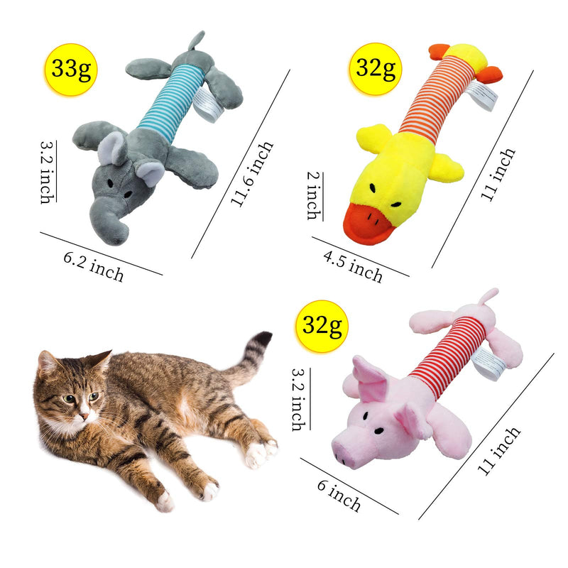 Andiker Interactive Cat Toys 3 Pack, Cartoon Dog Plush Toy Stuffed Animal Pig, Elephant, Duck, Squeaky Dog Chew Toys for Cats, Dogs, Chaser Pet for Kittens, Interactive Entertaining Toys - PawsPlanet Australia