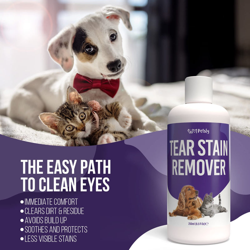 PETSLY Tear Stain Remover Dog Spray - Natural Eye Cleaner for Dogs and Cats for Gentle Eye Cleaning, Pleasant Tear Stain Remover for Dogs, Dog Eye Cleaner Dog Spray [250 ml] - PawsPlanet Australia