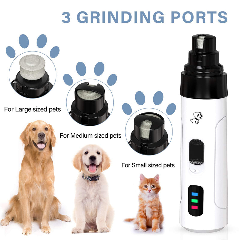 Viixm Dog Nail Grinder 2-Speed Electric Pet Nail Trimmer for Small, Medium, Larger Dogs, Cats, Low Noise & Quiet Painless Pet Nail Grinder, Rechargeable Pet Nail Grooming Paws Smoothing - PawsPlanet Australia