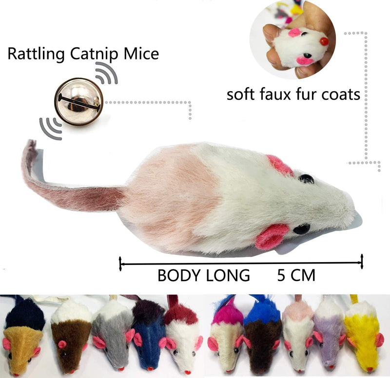 Rattling Catnip Mice - Cat Toys Mouse 10 Pcs Catnip Toys for Cats, Pet Mouse Toys for Indoor Cats, Interactive Cat Toy Mouse, Mixed Fake Rainbow Mice Cat Toys - PawsPlanet Australia