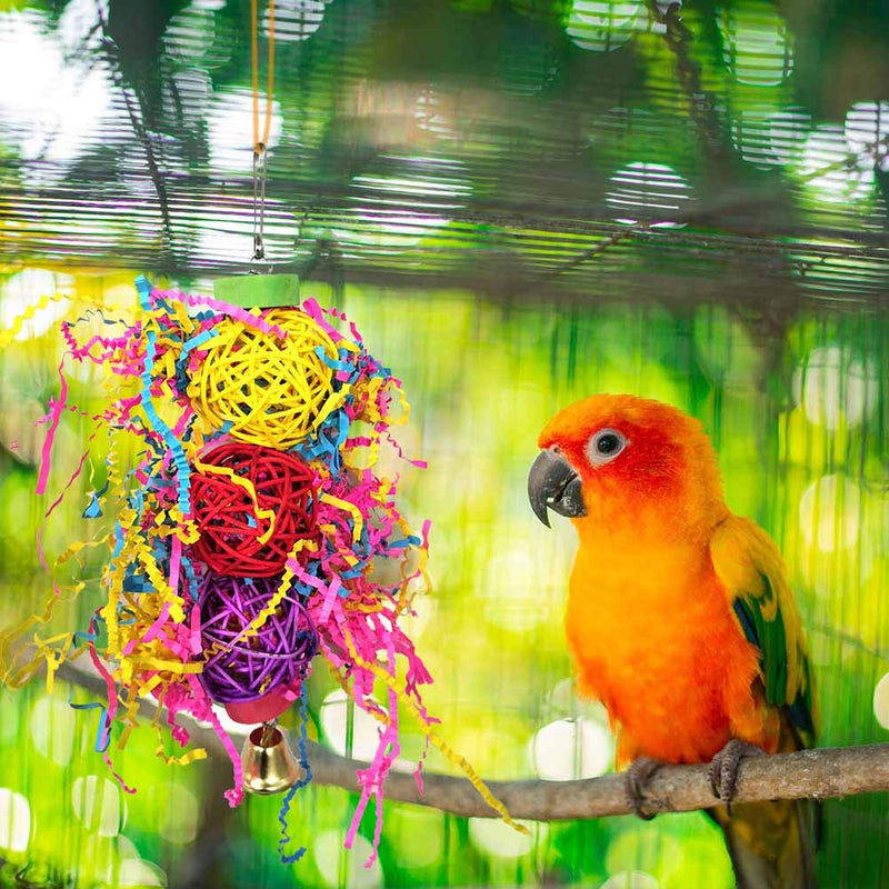 Fingertoys 3 Packs Bird Toys, Parakeet Bird Cage Toys Hanging Swing Shredding Chewing Perches Parrot Bite Toy Wooden Ladder Hammock for Budgie, Cockatiels, Conures, Finches, Small Parakeets - PawsPlanet Australia