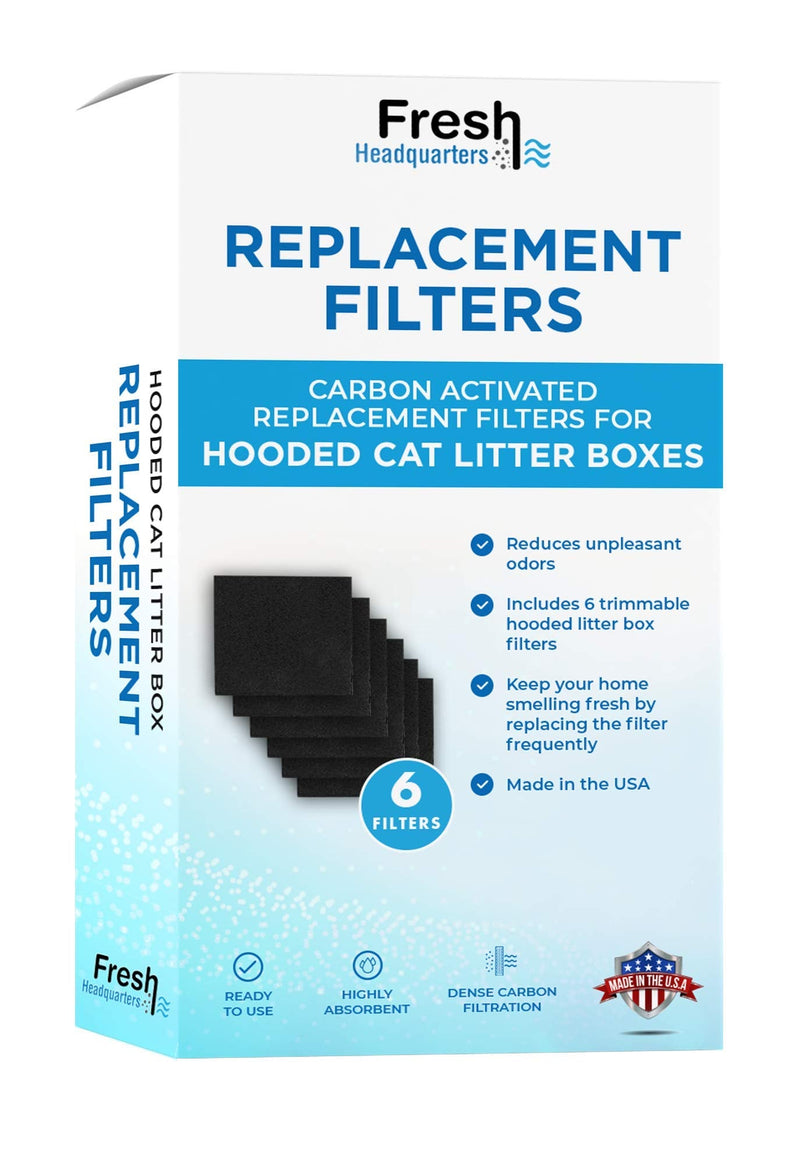6-Piece Litter Box Filters for Hooded Cat Litter Box – Activated Charcoal Filters Eliminate up to 99% of Litter Box Odors – 6 Inch x 6.5 Inch Trimmable Pads - PawsPlanet Australia