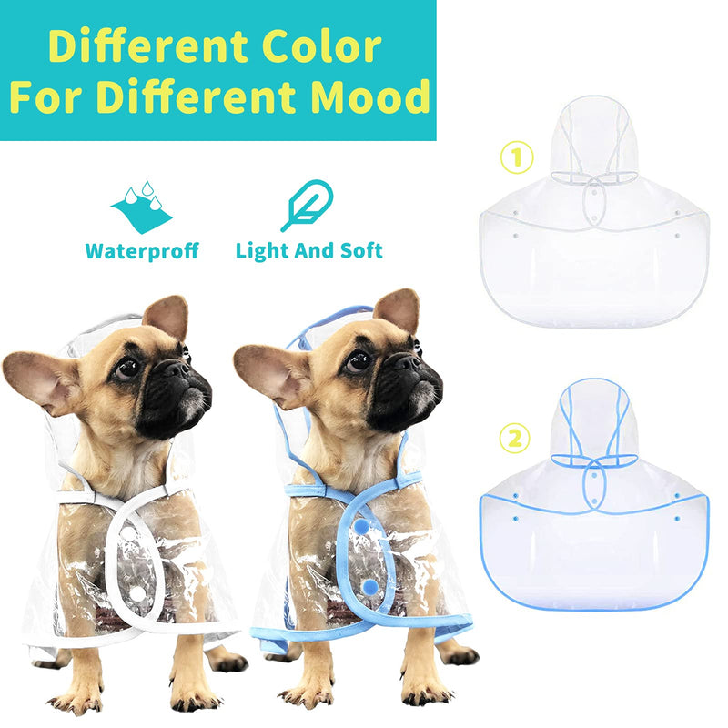 QuTZ Dog Raincoat Rain Jacket Poncho Hoodie Rainwear for Small and Medium Puppies Transparent EVA Lightweight Durable and Fashion Design 2pcs While and Blue (X-Small) X-Small - PawsPlanet Australia