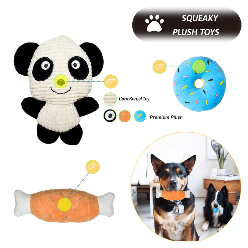 HZMPDSY Dog Chew Toys, 7 Pack Squeaky Dog Toys, Puppy Rope Chew Toys, Cute Puppy Toys with Panda, Ropes Chew Toys for Small Dogs, Durable, Safe and Non-Toxic - PawsPlanet Australia