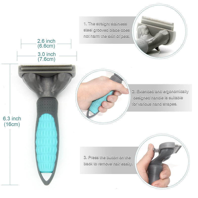 KEENWITS Dog Grooming Supplies - Pet Hair Remover Kits Deshedding Brush and Cats Massage Grooming Glove for Short or Long Hair, Effectively Reduces Shedding by up to 95% - PawsPlanet Australia