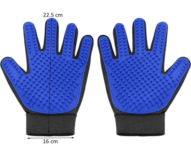 Pet Grooming Glove,Soft Silicone Head Breathable Mesh Cat and Dog Massage Hair Removal Brush Mitten Blue 1Pair - PawsPlanet Australia