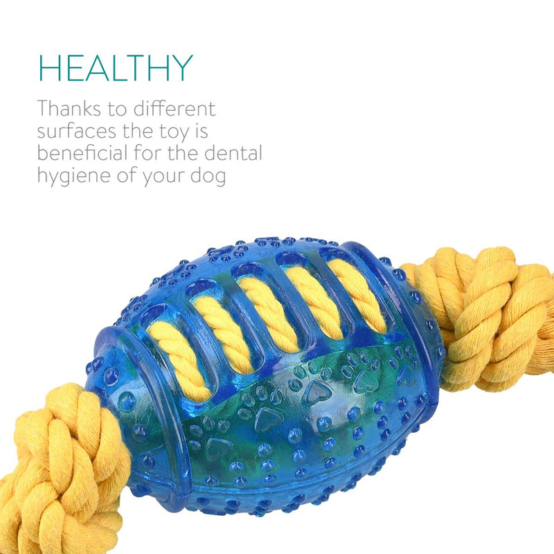 Navaris 4-in-1 Dog toy playing set - Dog toy set with a soft fox toy snack ball rugby rope toy snack game - Also for puppies - PawsPlanet Australia