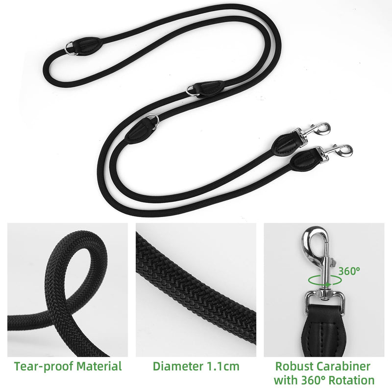 Dog leash 3 m, adjustable double leash for large and medium dogs with 2 carabiners, high-quality premium robust leash for dogs (3M) - PawsPlanet Australia