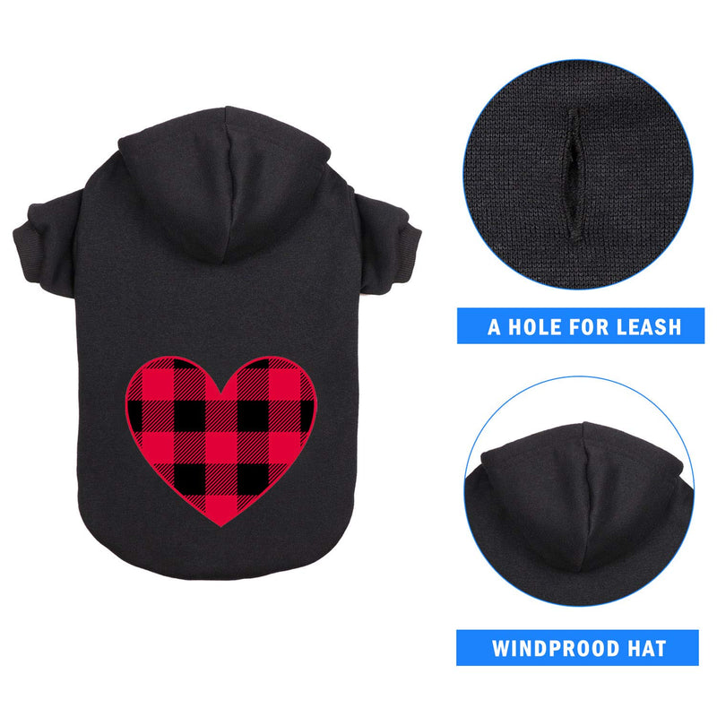 [Australia] - Stpiatue Dog Hoodie Sweater Sweater for Dogs Pet Clothes Black Buffalo Plaid Warm and Soft Breathable Cozy XS 