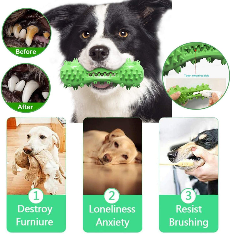 Rosmax Dog Cleaning Stick Chewing Toys, Dog Toys, Squeaky Dog Chewing Toothbrush Toys, Natural Rubber Teeth Care Chewing Cleaning Stick Medium and Small Dogs (Green) - PawsPlanet Australia