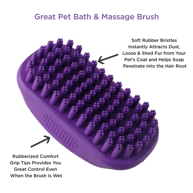 [Australia] - Hertzko Pet Bath & Massage Brush Great Grooming Comb for Shampooing and Massaging Dogs, Cats, Small Animals with Short or Long Hair - Soft Rubber Bristles Gently Removes Loose & Shed Fur from You 